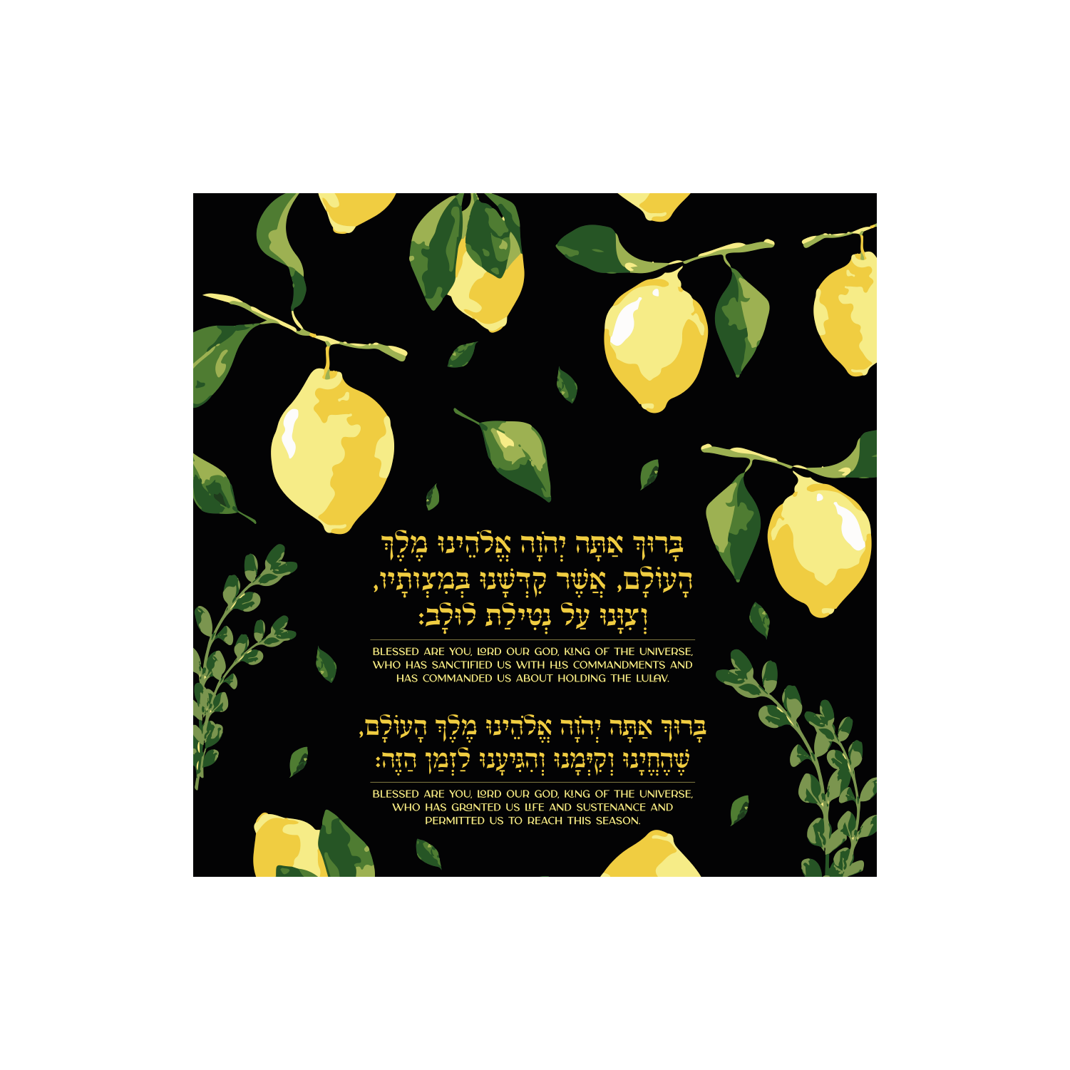 Birchas Lulav, Black $45 (30 in x 30 in)